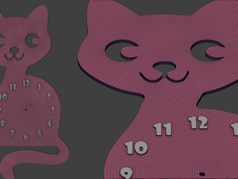 Cute cat wall clock 3D 모델