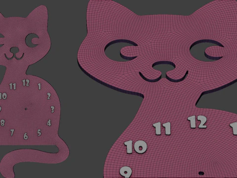 Cute cat wall clock 3D Model