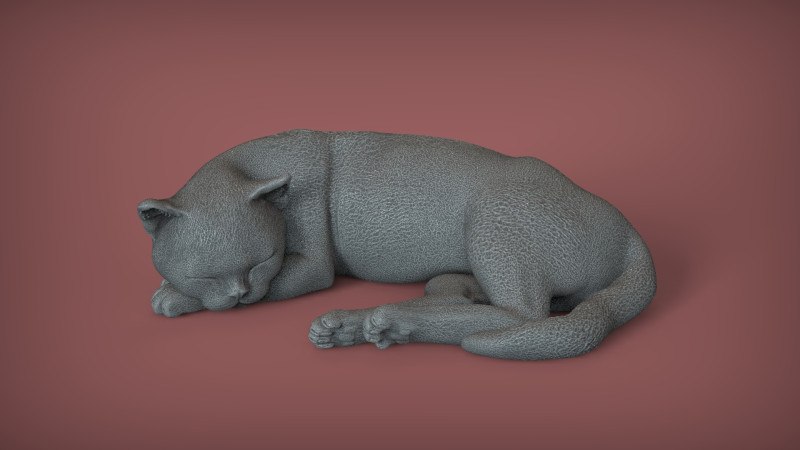 Sleeping Cat 3D Принт Модель .c4d .max .obj .3ds .fbx .stl .blend 