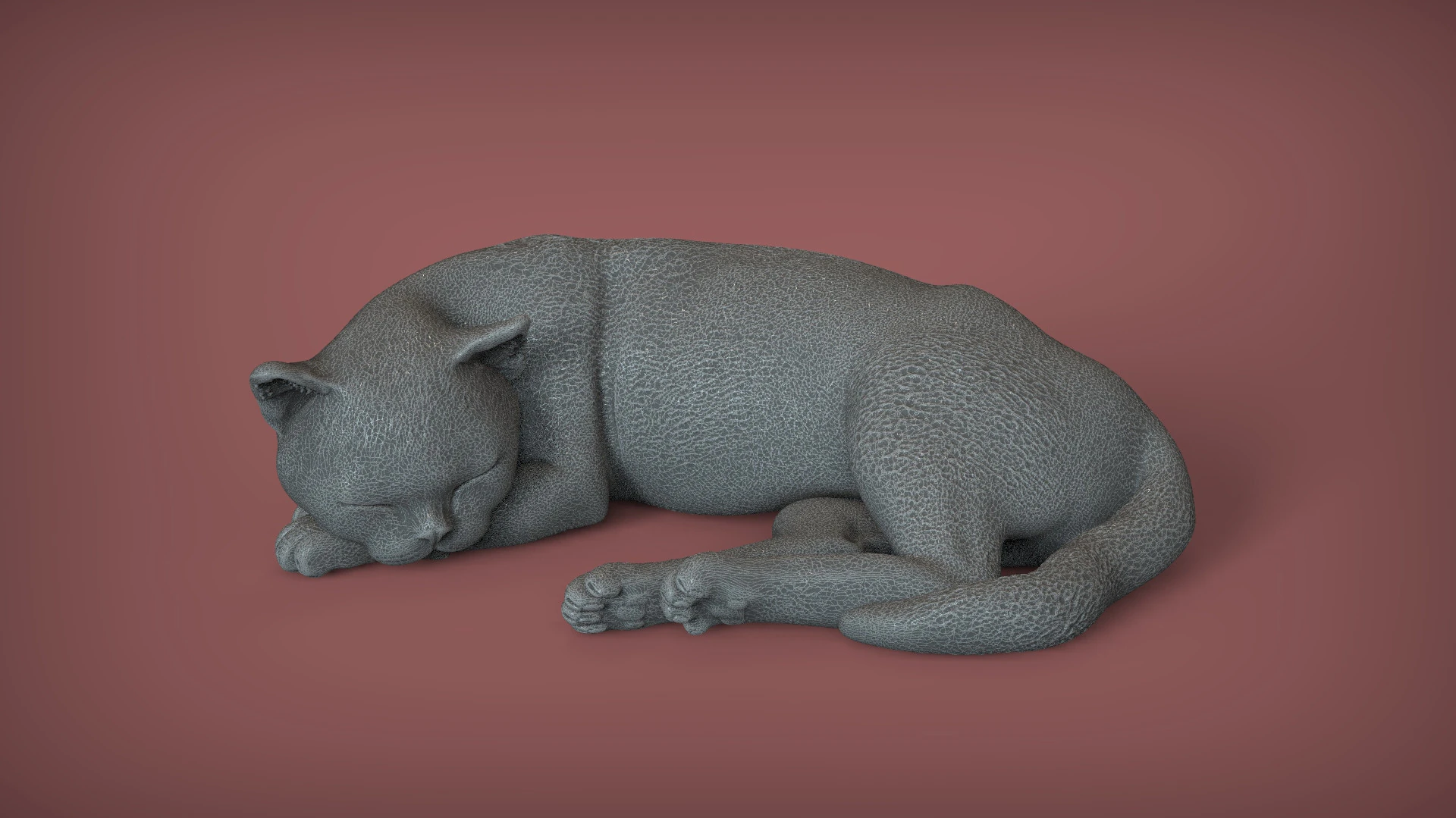 Sleeping Cat 3D Print Model .c4d .max .obj .3ds .fbx .stl .blend 