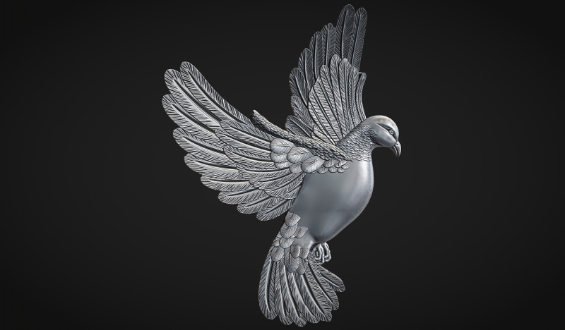 Pigeon Bas Relief Modello di stampa 3D .c4d .max .obj .3ds .fbx .stl .blend 