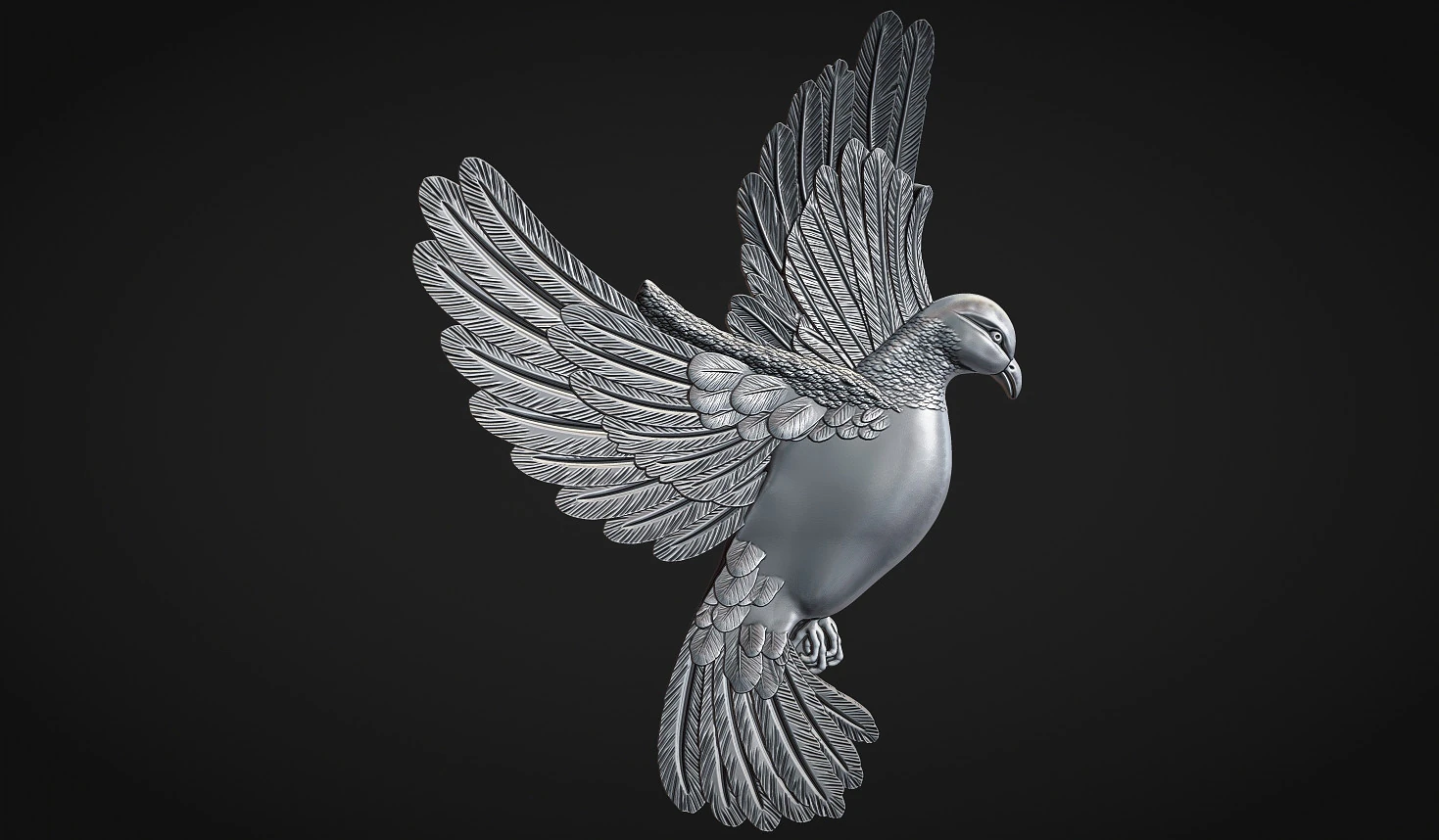Pigeon Bas Relief 3D Print Model .c4d .max .obj .3ds .fbx .stl .blend 