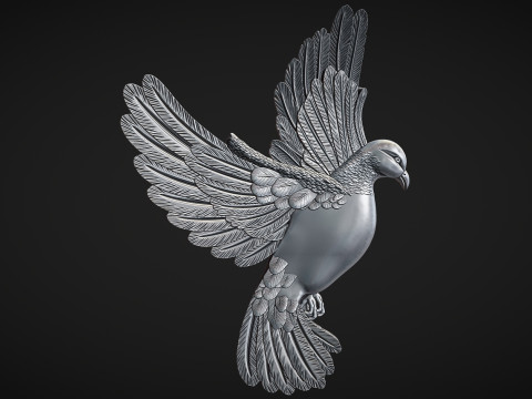 Pigeon Bas Relief 3D Print Model