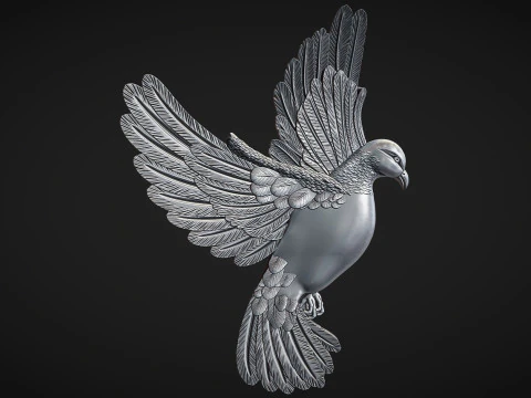 鳩の浅浮き彫り 3Dプリントモデル