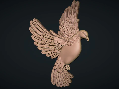 Pigeon Bas Relief 3D Print Model