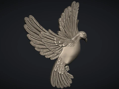 Pigeon Bas Relief 3D Print Model