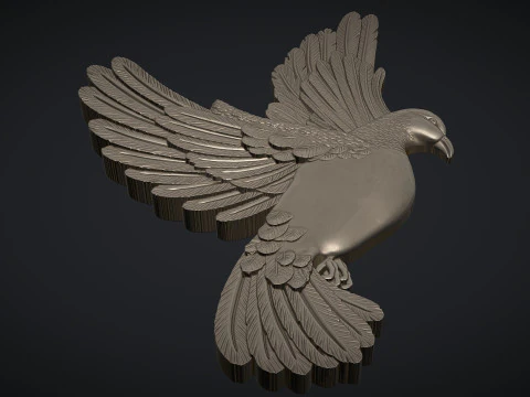 Pigeon Bas Relief 3D Print Model