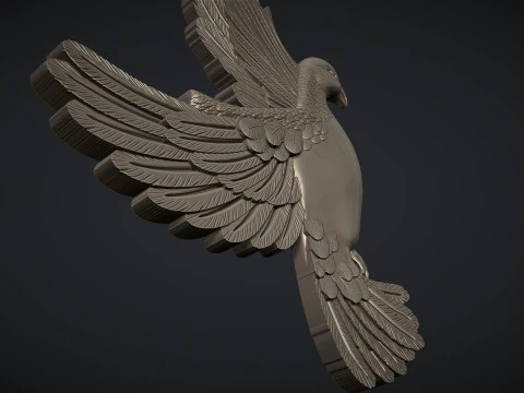 Pigeon Bas Relief 3D Print Model