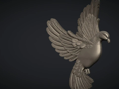Pigeon Bas Relief 3D Print Model