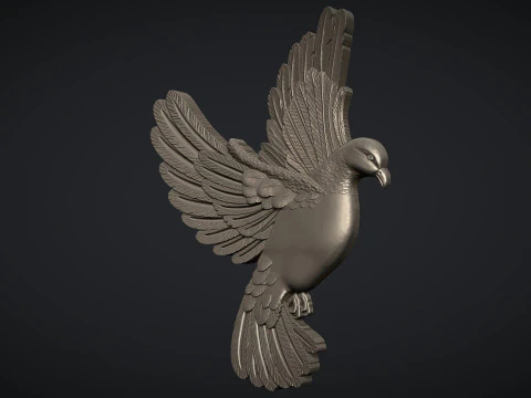 Pigeon Bas Relief 3D Print Model