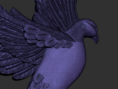 Pigeon Bas Relief 3D Print Model