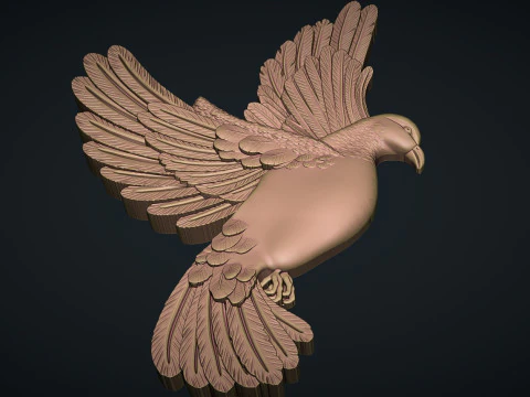 Pigeon Bas Relief 3D Print Model