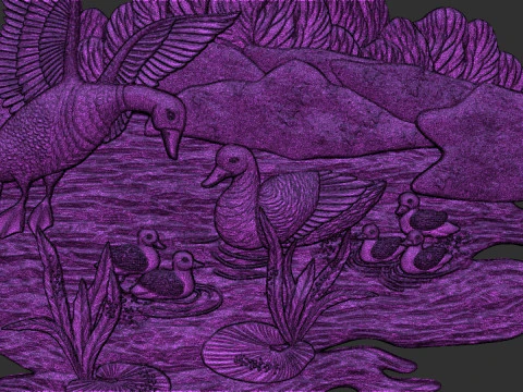 Geese on lake bas relief 3D Print Model