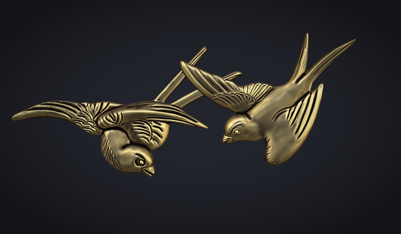 Flying birds bas relief 3D Print Model .c4d .max .obj .3ds .fbx .stl .blend 
