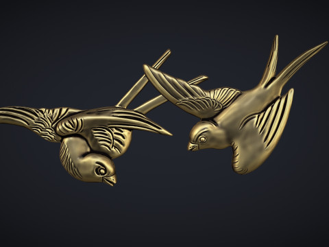 Flying birds bas relief Modelo de Impressão 3D