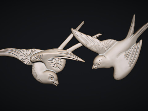 Flying birds bas relief 3D Print Model