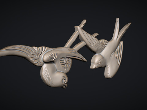 Flying birds bas relief 3D Print Model