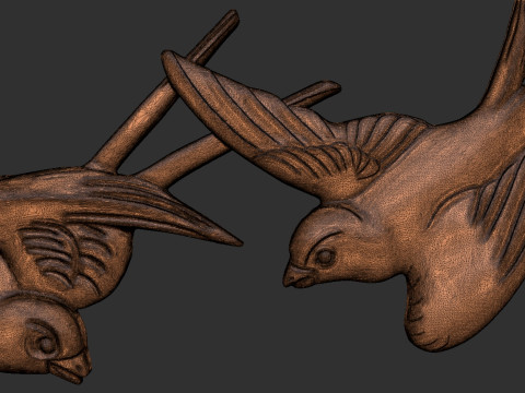 Flying birds bas relief 3D Print Model