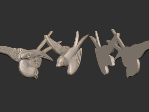 Flying birds bas relief 3D Print Model