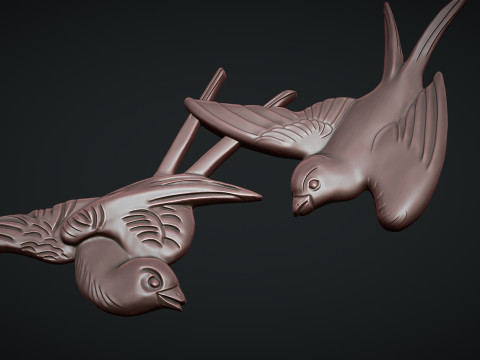 Flying birds bas relief 3D Print Model