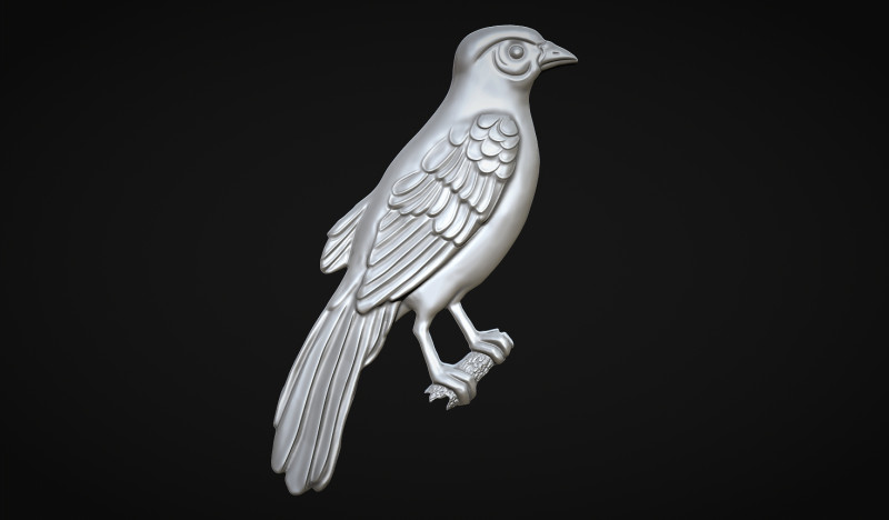 Bird on the branch 3D Print Model .c4d .max .obj .3ds .fbx .stl .blend 