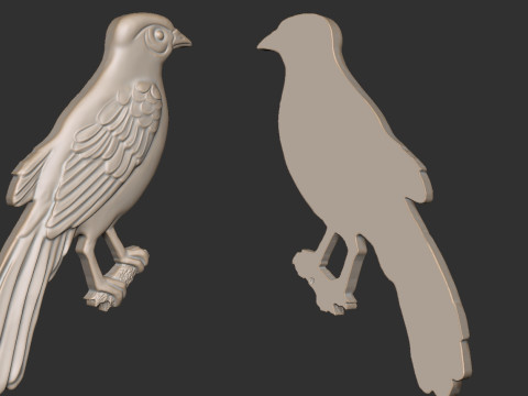 Bird on the branch 3D Print Model