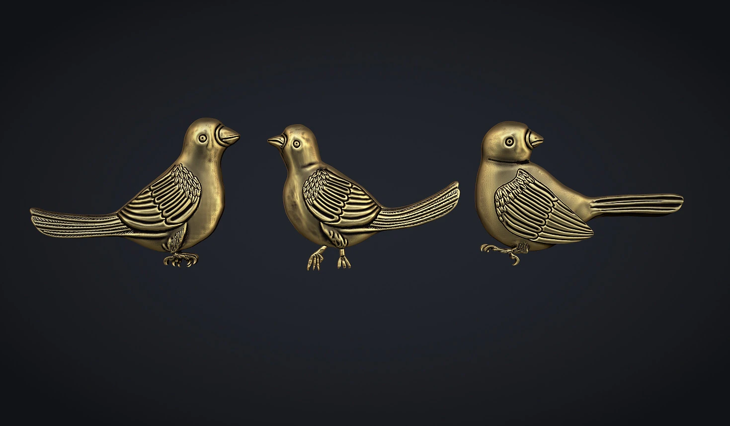 Three birds 3D Print Model .c4d .max .obj .3ds .fbx .stl .blend