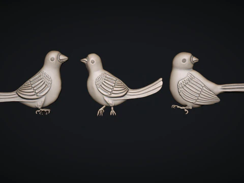 Three birds 3D Print Model