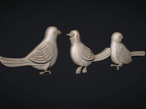 Three birds 3D Print Model