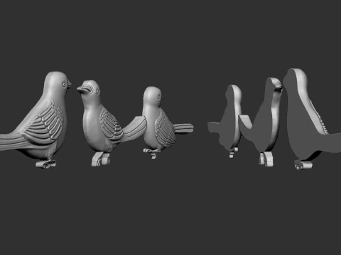 Three birds 3D Print Model