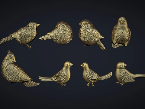 Set di bassorilievi di uccelli Modello di stampa 3D