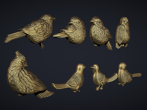 Birds bas relief set Modelo de impresión 3D