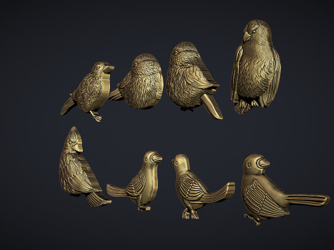 Birds bas relief set Modelo de impresión 3D