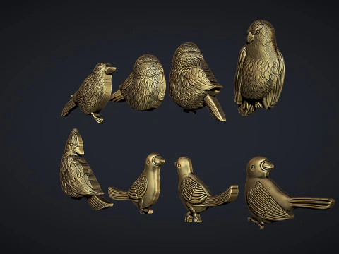 Birds bas relief set 3D Print Model