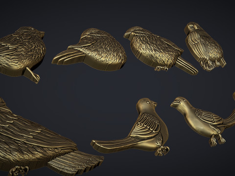 Birds bas relief set Modelo de impresión 3D