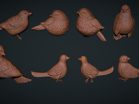Birds bas relief set Modelo de impresión 3D