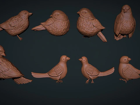 Birds bas relief set 3D Print Model