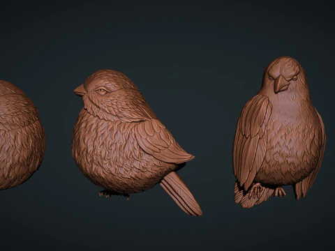 Birds bas relief set 3D Print Model