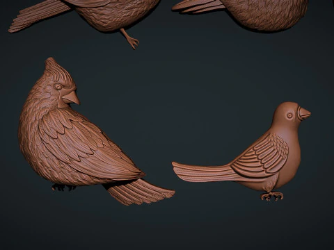 Birds bas relief set 3D Print Model