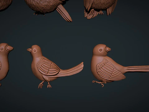 Birds bas relief set 3D Print Model