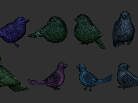 Birds bas relief set 3D Print Model