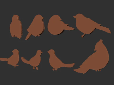 Birds bas relief set 3D Print Model
