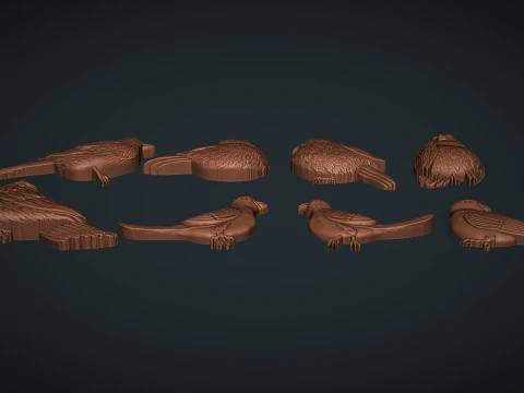 Birds bas relief set 3D Print Model