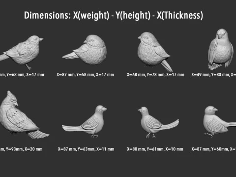 Birds bas relief set 3D Print Model