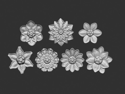 Flowers set Modelo de Impressão 3D