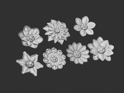 Flowers set Modelo de Impressão 3D