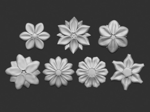 Flowers set Modelo de Impressão 3D