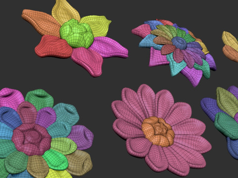 Flowers set Modelo de Impressão 3D