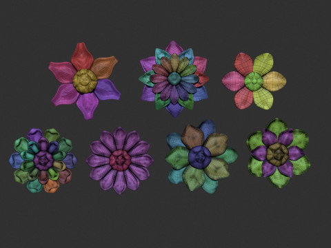 Flowers set Modelo de Impressão 3D