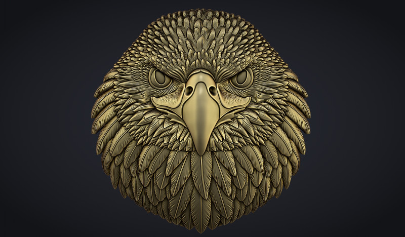 Eagle Head Bas Relief Model Cetak 3D .c4d .max .obj .3ds .fbx .stl .blend 